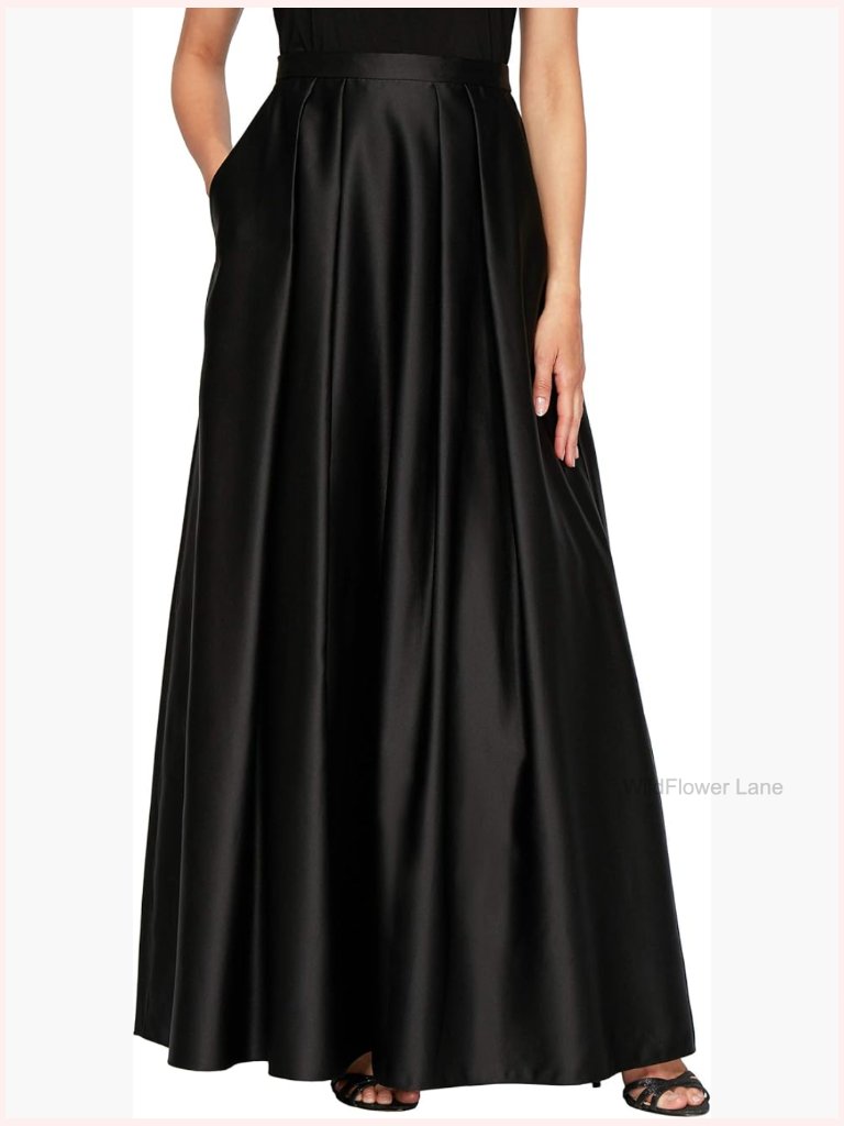 Full Length Formal Maxi Skirt With Inverted Pleat